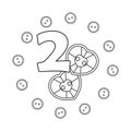 Coloring book for children. Two. Numbers. Buttons, needlework. Learning and playing.