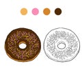 Coloring book for children, vector donut