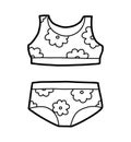 Coloring book, women`s swimsuit