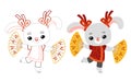 Coloring book, Chinese new year character rabbit and fans