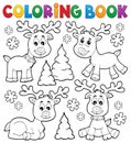 Coloring book Christmas deer topic 1 Royalty Free Stock Photo