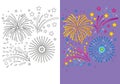 Coloring Book Of Christmas Fireworks Royalty Free Stock Photo