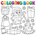 Coloring book Christmas penguin topic 4 Royalty Free Stock Photo