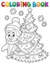 Coloring book Christmas penguin topic 6 Royalty Free Stock Photo