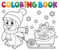 Coloring book Christmas penguin topic 9 Royalty Free Stock Photo