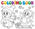 Coloring book Christmas penguin topic 8 Royalty Free Stock Photo