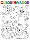 Coloring book Christmas penguins 2 Royalty Free Stock Photo