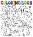 Coloring book Christmas penguins 1 Royalty Free Stock Photo