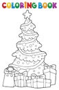 Coloring book Christmas tree and gifts 2