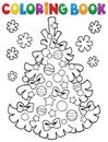 Coloring book Christmas tree topic 3 Royalty Free Stock Photo