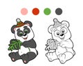 Coloring book: Christmas winter panda Royalty Free Stock Photo