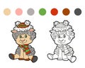 Coloring book: Christmas winter sheep Royalty Free Stock Photo