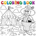 Coloring book clown near circus theme 5 Royalty Free Stock Photo