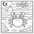 Coloring book, colorless alphabet. Letter C, crab