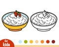 Coloring book, Cottage cheese with berries in a bowl