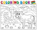 Coloring book cow near farm theme 2