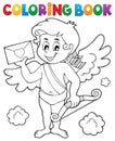 Coloring book Cupid holding envelope