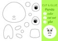 Coloring book cut and glue baby panda. Educational paper game for preschool children. Cut and Paste Worksheet. Color cut parts