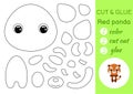 Coloring book cut and glue baby red panda. Educational paper game for preschool children. Cut and Paste Worksheet. Color, cut Royalty Free Stock Photo