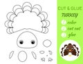 Coloring book cut and glue baby turkey. Educational paper game for preschool children. Cut and Paste Worksheet. Color, cut parts Royalty Free Stock Photo