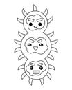 Coloring book, Cute bacteria and virus character