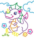 Coloring Book Of Cute Dragon