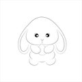 Coloring book, cute easter bunny, holding an egg, beautiful outline illustration isolated on white background. one Royalty Free Stock Photo