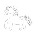 Coloring Book With Cute Farm Animal A Horse. For Kids Kindergarten, Preschool And School Age