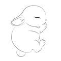 Coloring book, cute rabbit sleeping, beautiful outline illustration isolated on white background. one line. Coloring Royalty Free Stock Photo