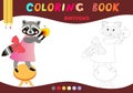 Coloring book. Cute raccoon with apple. Cartoon vector illustration Royalty Free Stock Photo