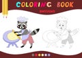 Coloring book. Cute raccoon - baker. Cartoon vector illustration Royalty Free Stock Photo