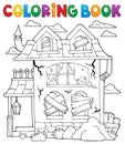 Coloring book derelict house theme 1 Royalty Free Stock Photo