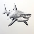 Hyper-realistic White Shark Drawing With Detailed Character Illustrations Royalty Free Stock Photo