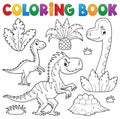 Coloring book dinosaur composition image 3 Royalty Free Stock Photo