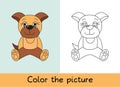 Coloring book. Dog pet. Cartoon animall. Kids game. Color picture. Learning by playing. Task for children Royalty Free Stock Photo
