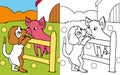 Coloring book dog and pig