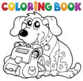 Coloring book dog with schoolbag theme 1 Royalty Free Stock Photo