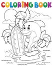 Coloring book dolphin theme 3 Royalty Free Stock Photo