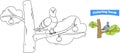 Funny cartoon dove. Coloring pages