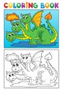 Coloring book dragon theme image 4 Royalty Free Stock Photo