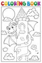 Coloring book dragon on tower image 1 Royalty Free Stock Photo