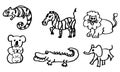 Coloring book - drawings about wild animals for children with a lion and a crocodile also available as a vector drawing