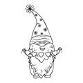 Coloring book dwarf holding a garland