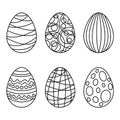 Coloring book with Easter eggs. Easter egg linear icon. Isolated outline drawing