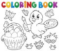 Coloring book Easter theme with chicken