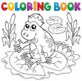 Coloring book fairy tale frog Royalty Free Stock Photo
