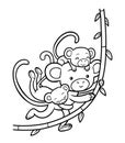 Coloring book, family of monkeys