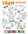 Coloring book with farm animals Royalty Free Stock Photo