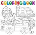 Coloring book farm truck with carrots Royalty Free Stock Photo