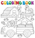 Coloring book with farm truck Royalty Free Stock Photo